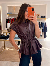 Load image into Gallery viewer, FAUX LEATHER DRAWSTRING GILET - plum
