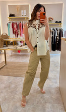 Load image into Gallery viewer, EMBROIDERED SLEEVELESS BLOUSE - beige
