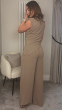 Load image into Gallery viewer, TAUPE SLEEVELESS TOP AND TROUSER CO-ORD
