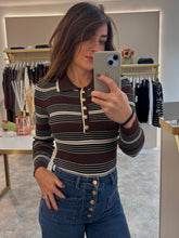 Load image into Gallery viewer, CHOCOLATE STRIPE RIBBED BODYSUIT
