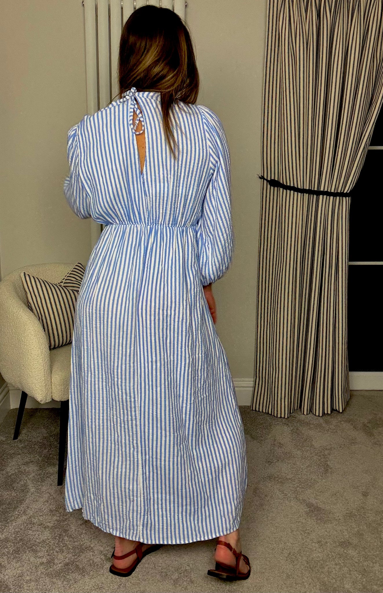 CHEESECLOTH STRIPE DRESS BLUE Alexia-Loves CHEESECLOTH STRIPE DRESS BLUE Alexia-Loves
