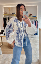 Load image into Gallery viewer, WHITE OVERSIZED EMBROIDERED BLOUSE
