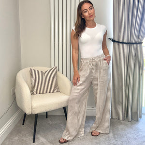 BEIGE STRIPE POCKET TROUSERS