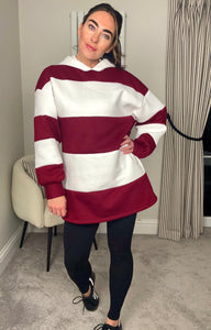 BURGUNDY STRIPE HOODIE