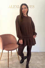 Load image into Gallery viewer, BROWN PLEATED SWEATER DRESS
