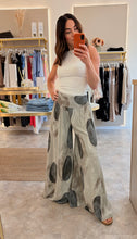 Load image into Gallery viewer, ELASTICATED WAIST ABSTRACT WIDE LEG TROUSERS- beige
