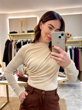 Load image into Gallery viewer, RHINESTONE RUCHED BODYSUIT- champagne
