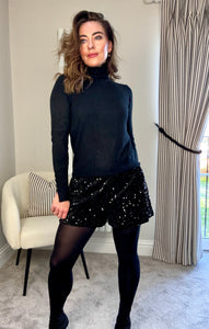 BLACK SEQUIN SHORTS