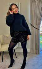 Load image into Gallery viewer, BLACK SEQUIN SHORTS
