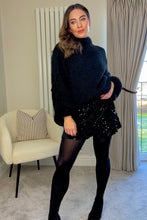 Load image into Gallery viewer, BLACK SEQUIN SHORTS
