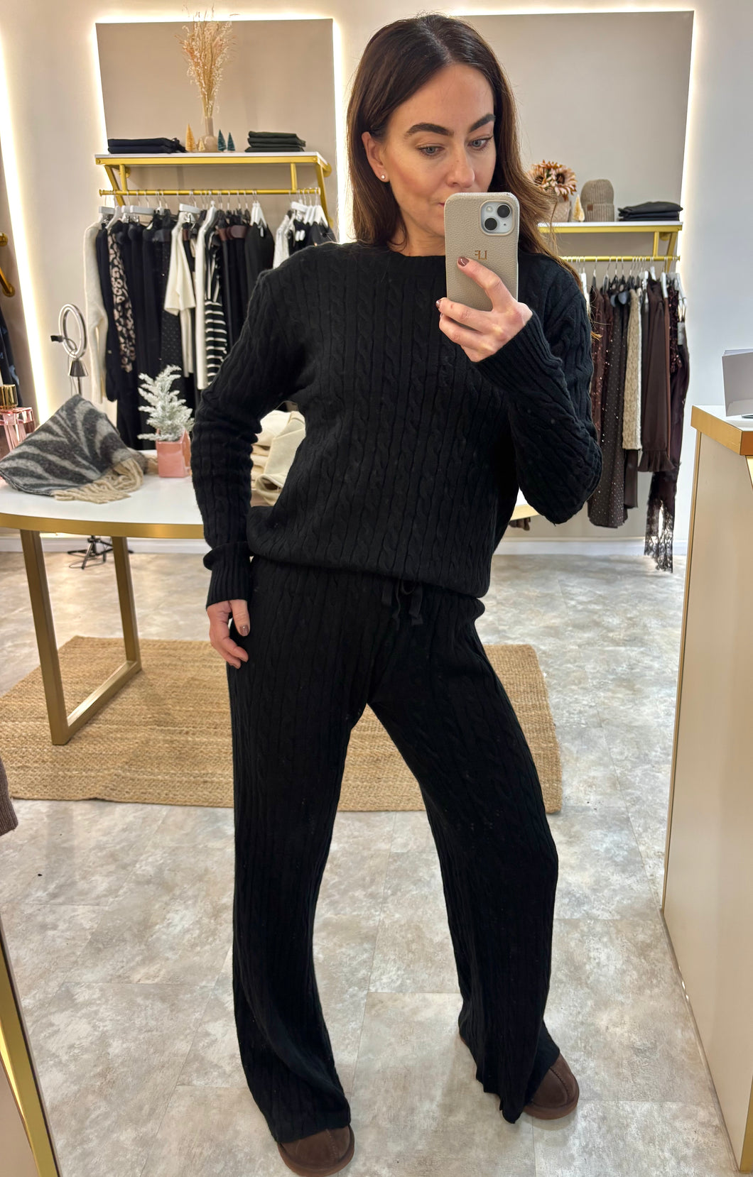 BLACK CABLE KNIT COORD