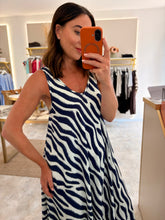 Load image into Gallery viewer, ZEBRA PRINT MAXI DRESS - navy/white
