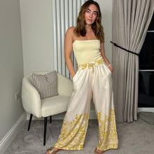 Load image into Gallery viewer, YELLOW PATTERN WIDE LEG ELASTICATED WAIST TROUSERS
