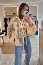 Load image into Gallery viewer, BEIGE OVERSIZED EMBROIDERED BLOUSE
