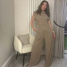 Load image into Gallery viewer, TAUPE SLEEVELESS TOP AND TROUSER CO-ORD
