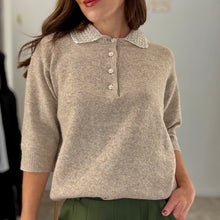 Load image into Gallery viewer, BEADED DETACHABLE COLLAR KNIT - Oatmeal
