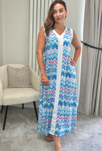 Load image into Gallery viewer, BLUE CHEVRON MAXI DRESS
