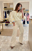 Load image into Gallery viewer, GOLD BUTTON HIGH WAIST WIDE LEG STRETCH DENIM JEANS

