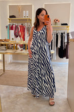 Load image into Gallery viewer, ZEBRA PRINT MAXI DRESS - navy/white
