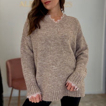 Load image into Gallery viewer, OATMEAL LACE DETAIL KNIT
