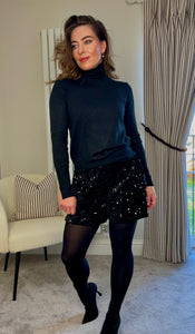 BLACK SEQUIN SHORTS