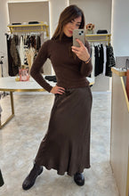 Load image into Gallery viewer, BROWN SATIN MIDAXI SKIRT
