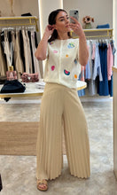 Load image into Gallery viewer, CREAM PLISSÉ PALAZZO TROUSERS
