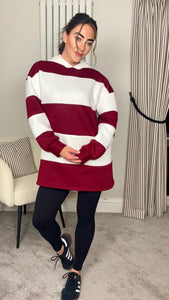 BURGUNDY STRIPE HOODIE