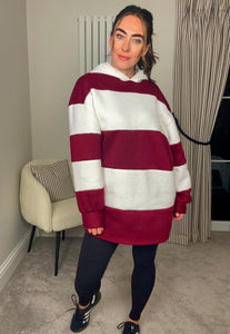 BURGUNDY STRIPE HOODIE