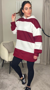 BURGUNDY STRIPE HOODIE