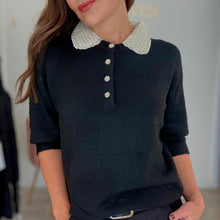 Load image into Gallery viewer, BEADED DETACHABLE COLLAR KNIT - black
