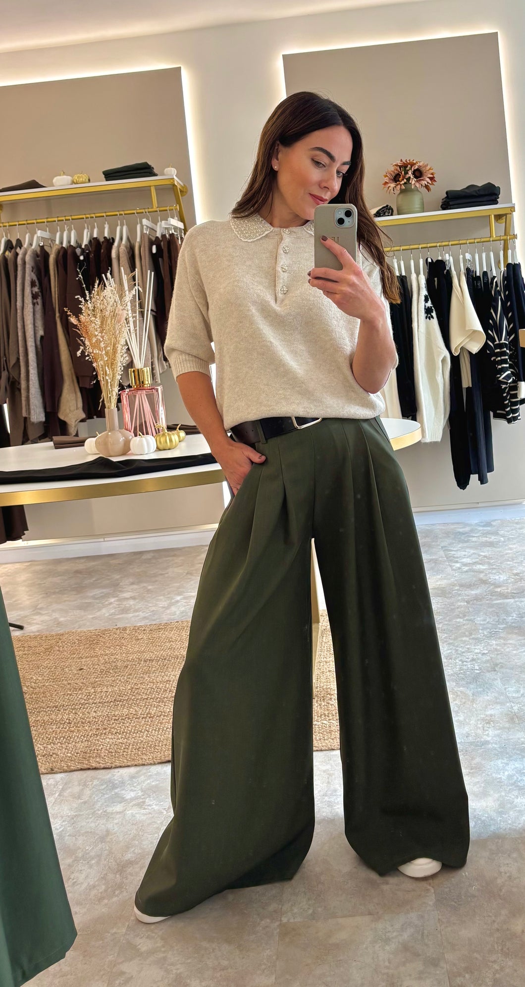 BEADED DETACHABLE COLOUR KNIT - cream