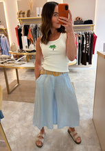 Load image into Gallery viewer, LINEN BELTED GAUCHO PANTS-sky
