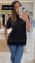 Load image into Gallery viewer, SILK AND LACE HEM TEE
