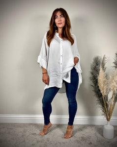 WHITE HIGH LOW BLOUSE