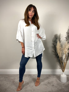 WHITE HIGH LOW BLOUSE
