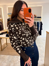 Load image into Gallery viewer, FUNNEL NECK DEER PRINT CARDIGAN - brown
