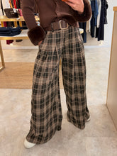 Load image into Gallery viewer, BLACK CHECK BELTED WIDE LEG TROUSERS
