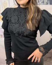 Load image into Gallery viewer, &quot;LAYLA&quot; BLACK LACE KNIT TOP
