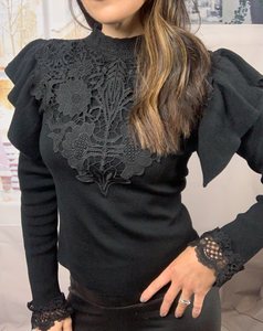 "LAYLA" BLACK LACE KNIT TOP