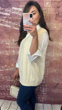 Load image into Gallery viewer, CREAM CABLE KNIT TANK AND SHIRT SET
