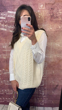 Load image into Gallery viewer, CREAM CABLE KNIT TANK AND SHIRT SET
