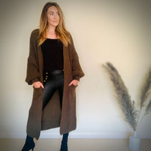 Load image into Gallery viewer, KHAKI LONG KNIT CARDIGAN
