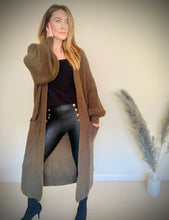 Load image into Gallery viewer, KHAKI LONG KNIT CARDIGAN
