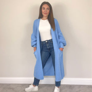 BABY BLUE LONG LENGTH CARDIGAN